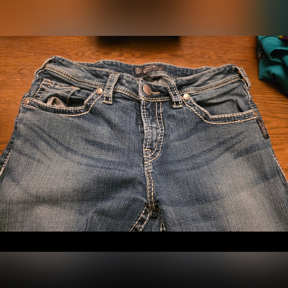 Silver Natsuki Capri Sz 32. 27" Inseam. Dark Blue With Contrast Stitching. - Picture 6 of 8